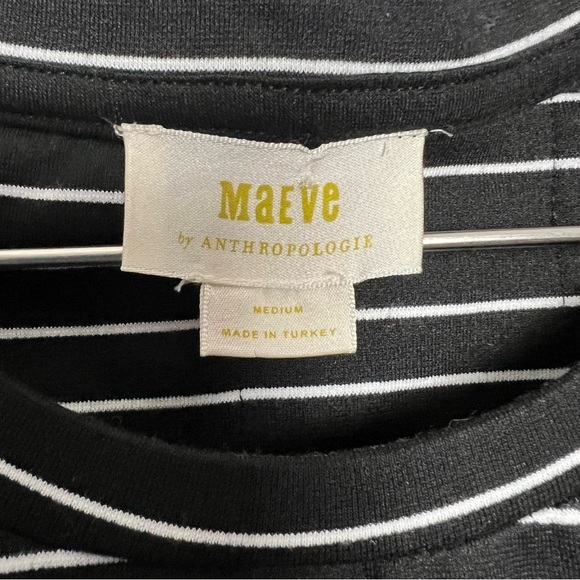 Anthropologie MAEVE Corset Peplum Black and White Striped Top Preppy M - Picture 4 of 13